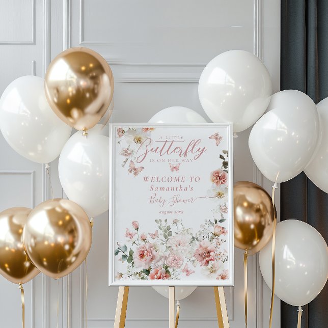 Poster Pequena Borboleta Rosa Floral Chá (Criador carregado)