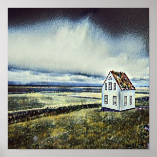 Poster Pequena casa de solitário distante