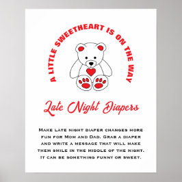 Poster Pequena Chá de fraldas Querida Fraldas Noturnas Ta