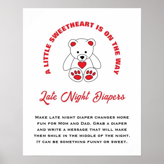 Poster Pequena Chá de fraldas Querida Fraldas Noturnas Ta (Frente)