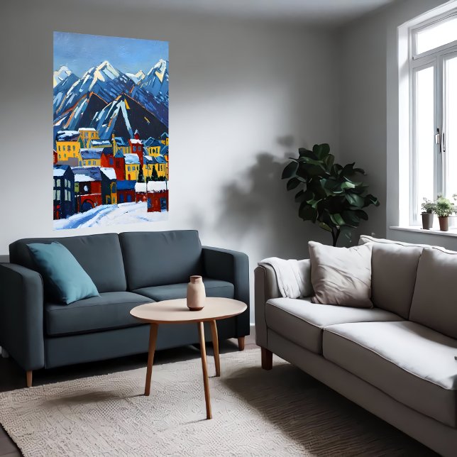 Poster Pequena cidade americana na montanha | Arte AI (Criador carregado)