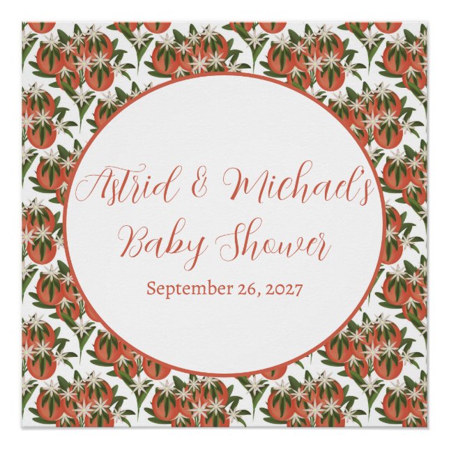 Pôster Pequena Cutie Clementine | Chá de fraldas Citrus (Frente)