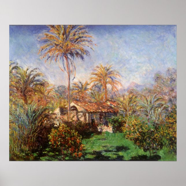 Poster Pequena Fazenda em Bordighera por Claude Monet (Frente)