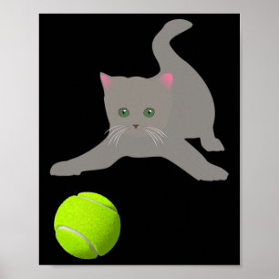 Poster Pequena Gatinha Brincando Com Um Gato De Tênis