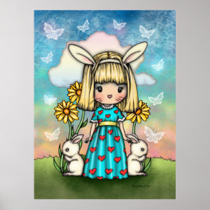 Poster Pequena Menina Coelhinha Arte de Fantasia de Prima