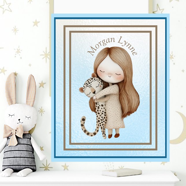 Poster Pequena Menina e Bebê Leopardo Arte de Parede (Criador carregado)