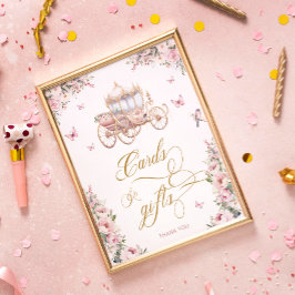 Poster Pequena Princesa Blush - Cartões Florais Rosa e Pr