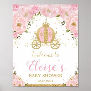 Poster Pequena Princesa Carruagem Cor-de-Rosa Rosa Bem-vi