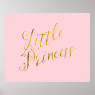 Poster Pequena Princesa Cotação Faux Gold Foil Glitter 