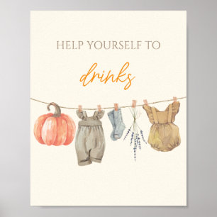 Poster Pequena Pumpkin Caindo Roupas Chás de fraldas Bebi