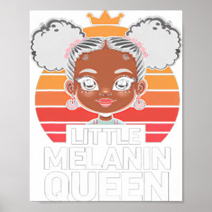 Poster Pequena Rainha da Melanina Menina Africana Mês da 