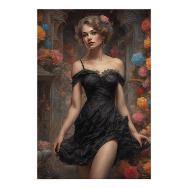 Pôster Pequena renderização de vestidos pretos - Melhorad (Frente)