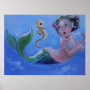 Poster Pequena Sereia e Cavalo-de-Sea