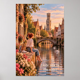 Poster Pequenas Alegrias À Beira D'Água Bruges Bélgica