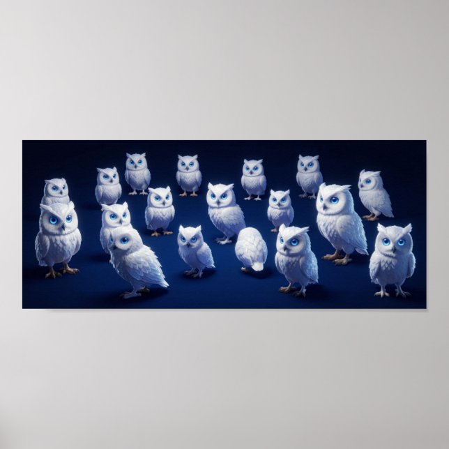 Poster Pequenas corujas brancas (Frente)