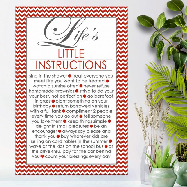 Poster Pequenas Instruções da Vida Vermelho (Criador carregado)