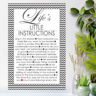 Poster Pequenas Instruções de Vida Carvão Preto