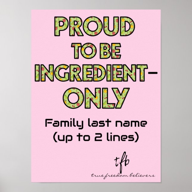 Poster Pequeno Agregado Doméstico Somente Ingrediente (Frente)