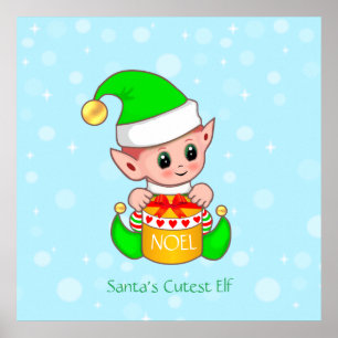 Poster Pequeno ajudante do Papai Noel de Natal fofo
