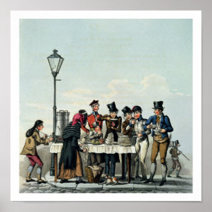 Pôster Pequeno almoço da rua gravado por G.Hunt, 1825