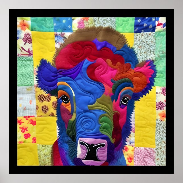 Poster Pequeno Bebê Bison Quilado Como Design (Frente)
