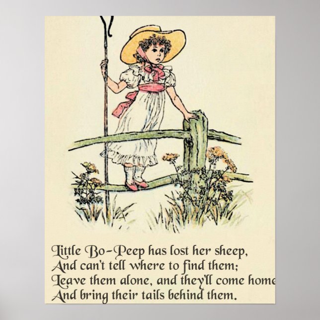 Poster Pequeno Bo-Peep: Classic Kate Greenaway Nursery (Frente)