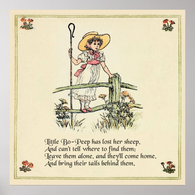 Pôster Pequeno Bo-Peep: Classic Kate Greenaway Nursery (Frente)
