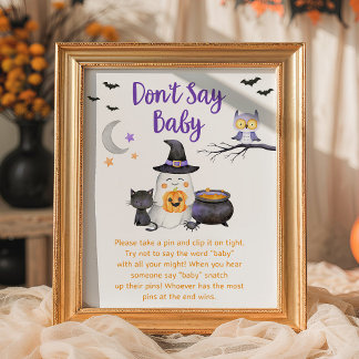 Poster Pequeno Boo Halloween Neutro Não Diga Sinal de Beb