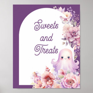 Poster Pequeno Boo Purple Halloween Sweets e guloseimas