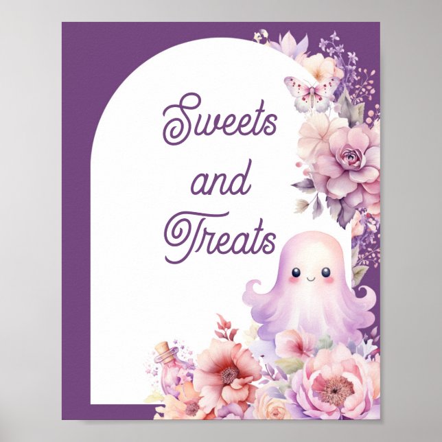 Poster Pequeno Boo Purple Halloween Sweets e guloseimas (Frente)