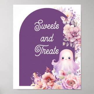 Poster Pequeno Boo Purple Halloween Sweets e guloseimas