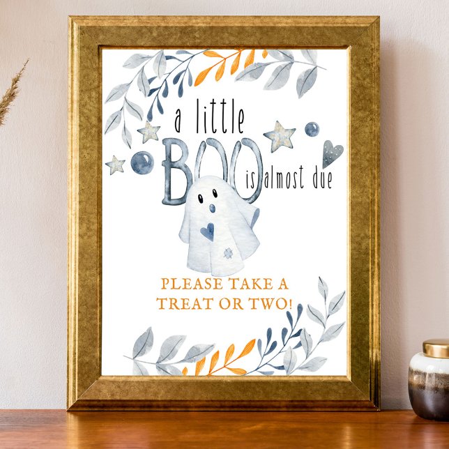 Poster Pequeno Chá de fraldas de Boo Halloween (Little Boo halloween party sign)