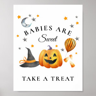 Poster Pequeno Chá de fraldas de Boo Halloween Favoritos 