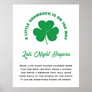 Poster Pequeno Chá de fraldas de Diversão de Shamrock Fra
