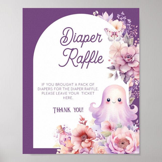 Poster Pequeno Chá de fraldas de Fralda do Boo Halloween (Frente)