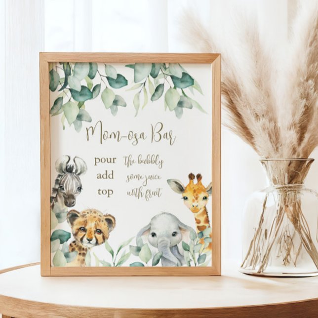 Poster Pequeno Chá de fraldas Safari Mãe-Bar (Mom-osa Bar Sign)