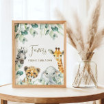 Poster Pequeno Chá de fraldas Safari Selvagem Favorece Si<br><div class="desc">Cute a Little Wild é On Way os sinais de chá de fraldas apresentam bonito verde com animais bonitos de safari de aquarelas. Personalize com seus detalhes.</div>