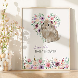 Poster Pequeno coração de boas-vindas de flores de coelho