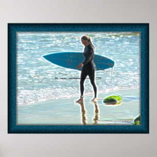 Poster pequeno da menina do surfista