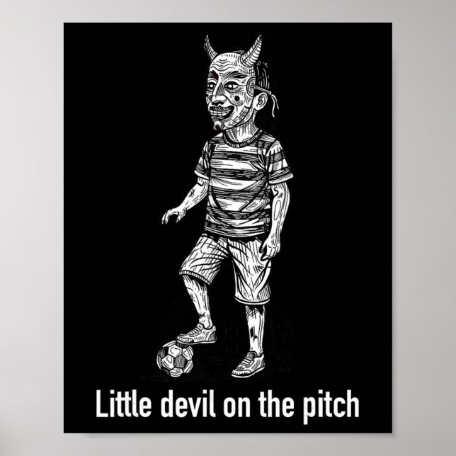 Poster Pequeno Diabo no Futebol de Campo (Frente)