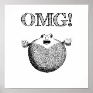 Poster pequeno do Blowfish bonito e engraçado de