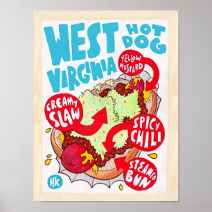 Poster pequeno do cachorro quente de West Virginia