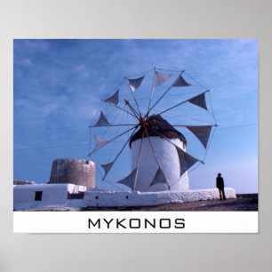 Poster pequeno do moinho de vento de Mykonos