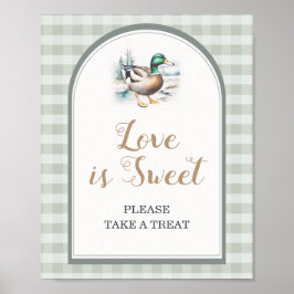 Poster Pequeno Ducking Gingham Chá de fraldas Love é doce