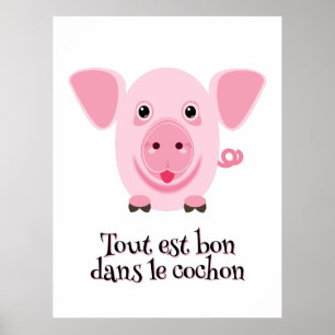 Poster Pequeno e feliz porco rosa