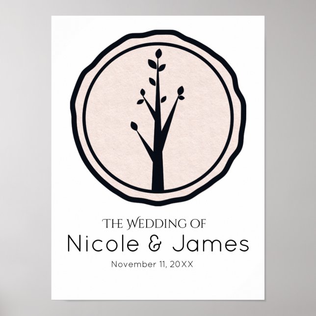 Poster Pequeno Estandarte de Casamento Personalizado com  (Frente)