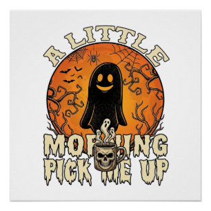 Pôster Pequeno Fantasma de Halloween Skull Mu da Manhã