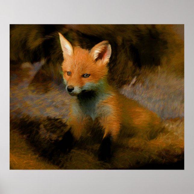 Poster Pequeno Fox Cub Retrato (Frente)