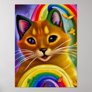 Poster Pequeno Gatinho Colorido, Cor do arco-íris, Gato