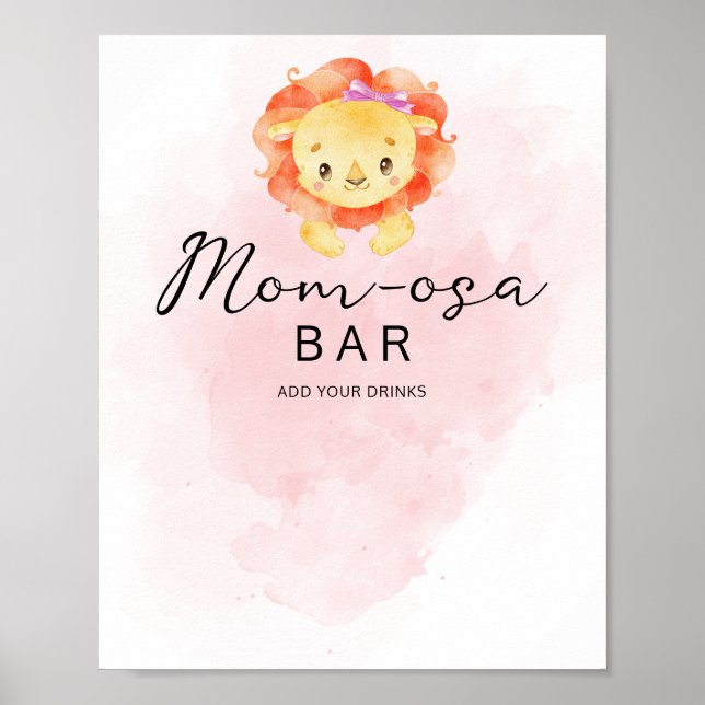 Poster Pequeno Leão É uma Menina Aquarela Bar Mãe-Oosa (Frente)